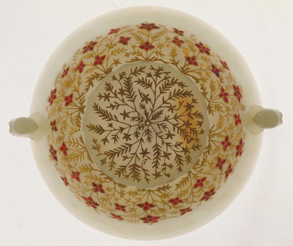 图片[3]-Hetian white jade bowl inlaid with gold and gemstones-China Archive
